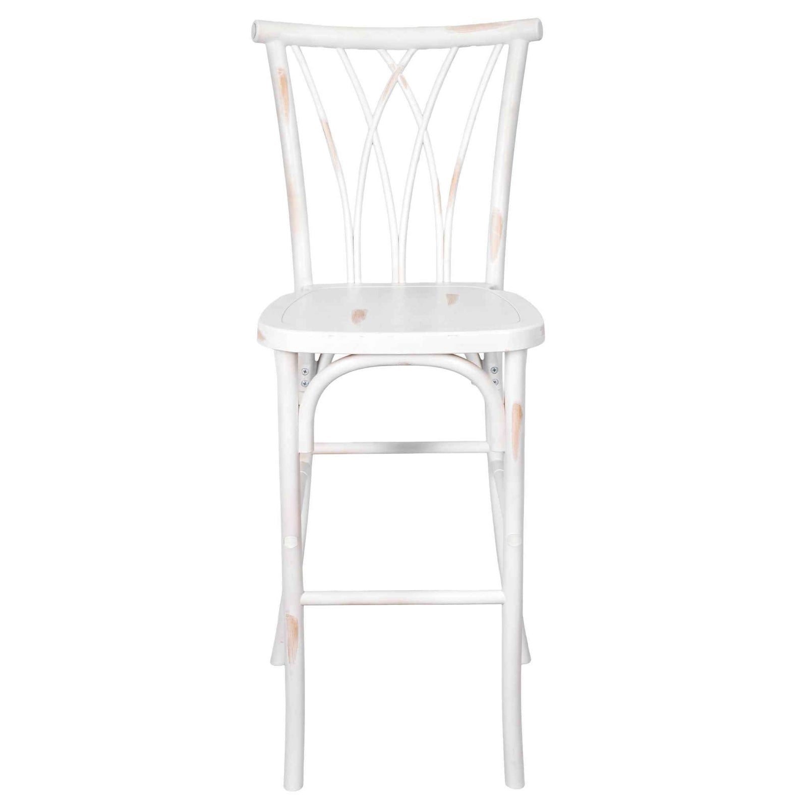Chivari White Distressed Resin Steel Skeleton™ Willow Barstool - 2 Pack - Some Assembly Required BWRWD-KD-ST-AX-2