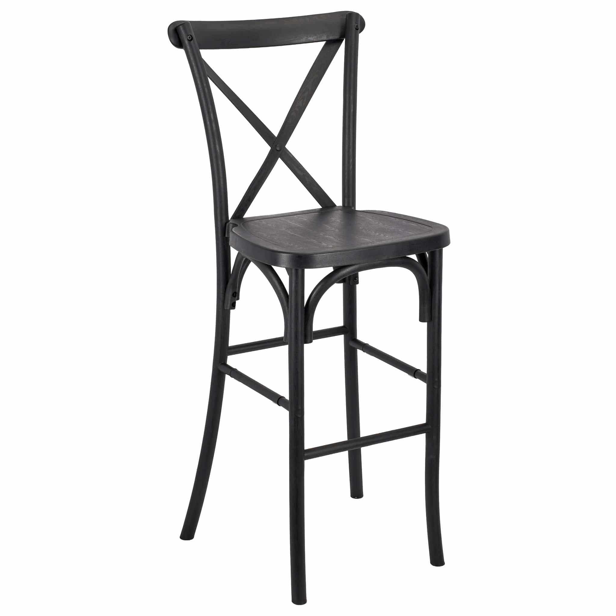 Chivari Black Resin Steel Skeleton™ Cross Back  Barstool - 2 Pack - Some Assembly Required BXRB-KD-ST-AX-2