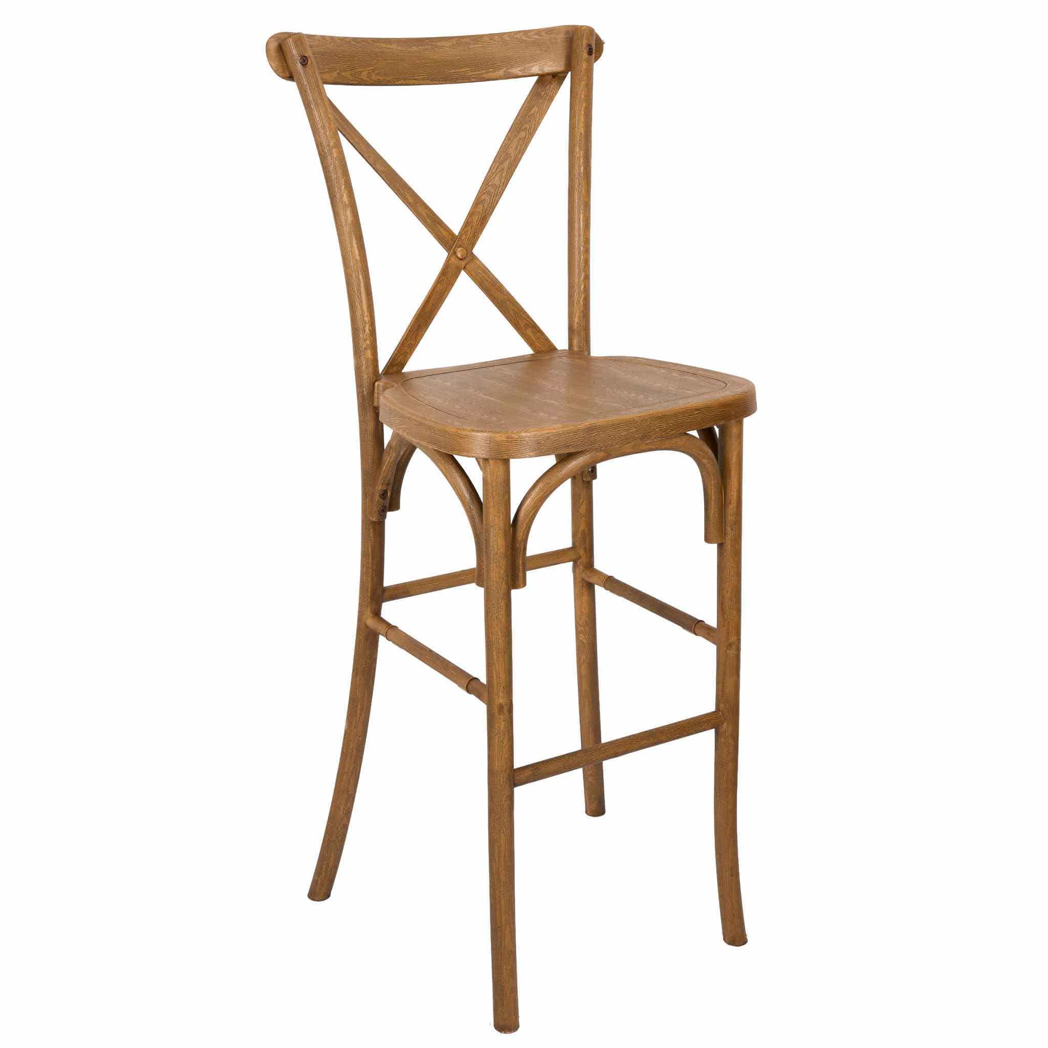 Chivari Chestnut Resin Steel Skeleton™ Cross Back Barstool - 2 Pack - Some Assembly Required BXRC-KD-ST-AX-2