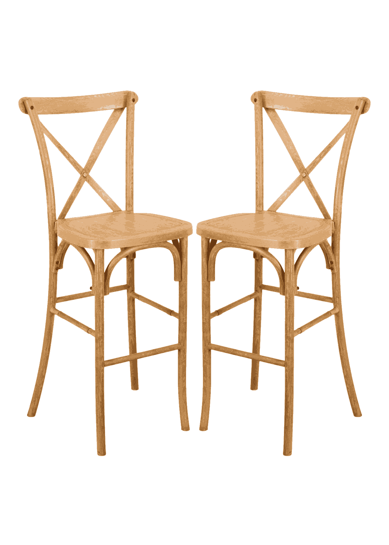 Chivari Natural Resin Steel Skeleton™ Cross Back Barstool - 2 Pack - Some Assembly Required BXRN-KD-ST-AX-2