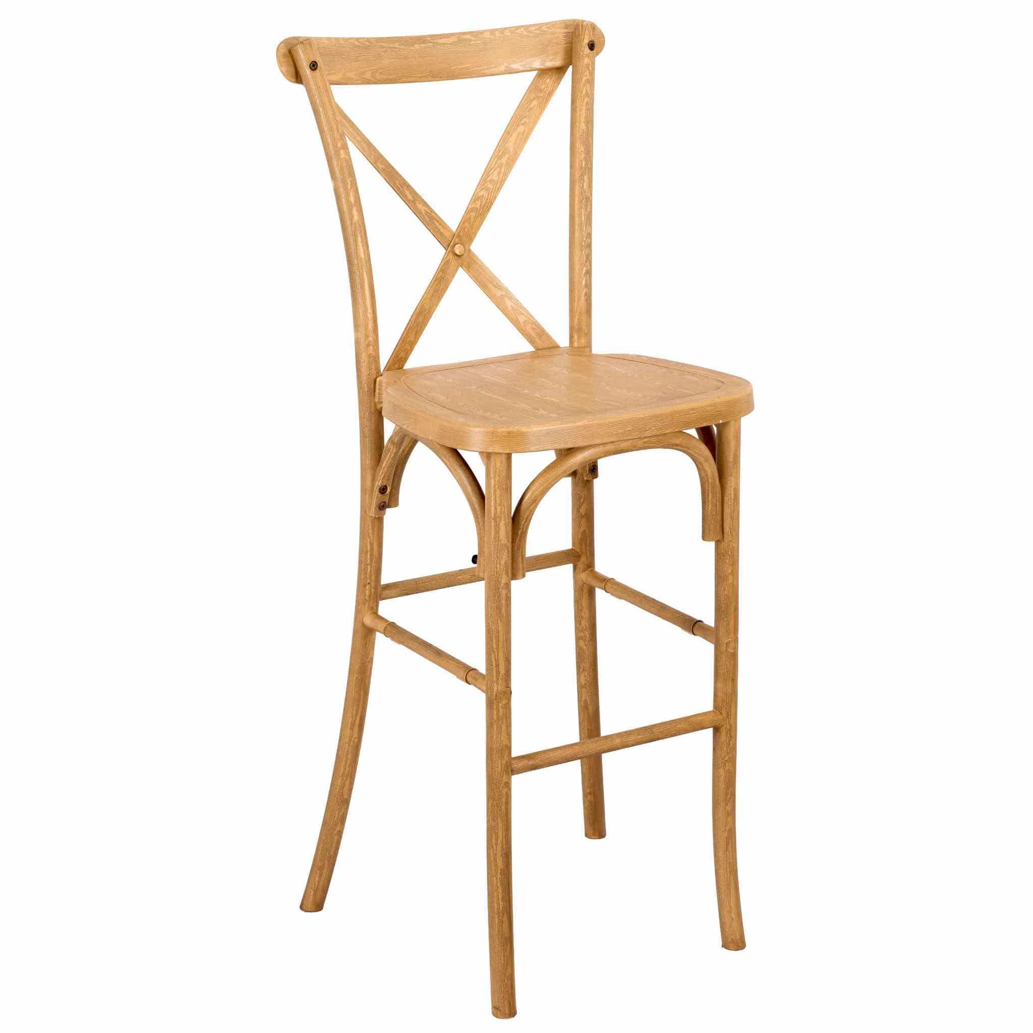 Chivari Natural Resin Steel Skeleton™ Cross Back Barstool - 2 Pack - Some Assembly Required BXRN-KD-ST-AX-2