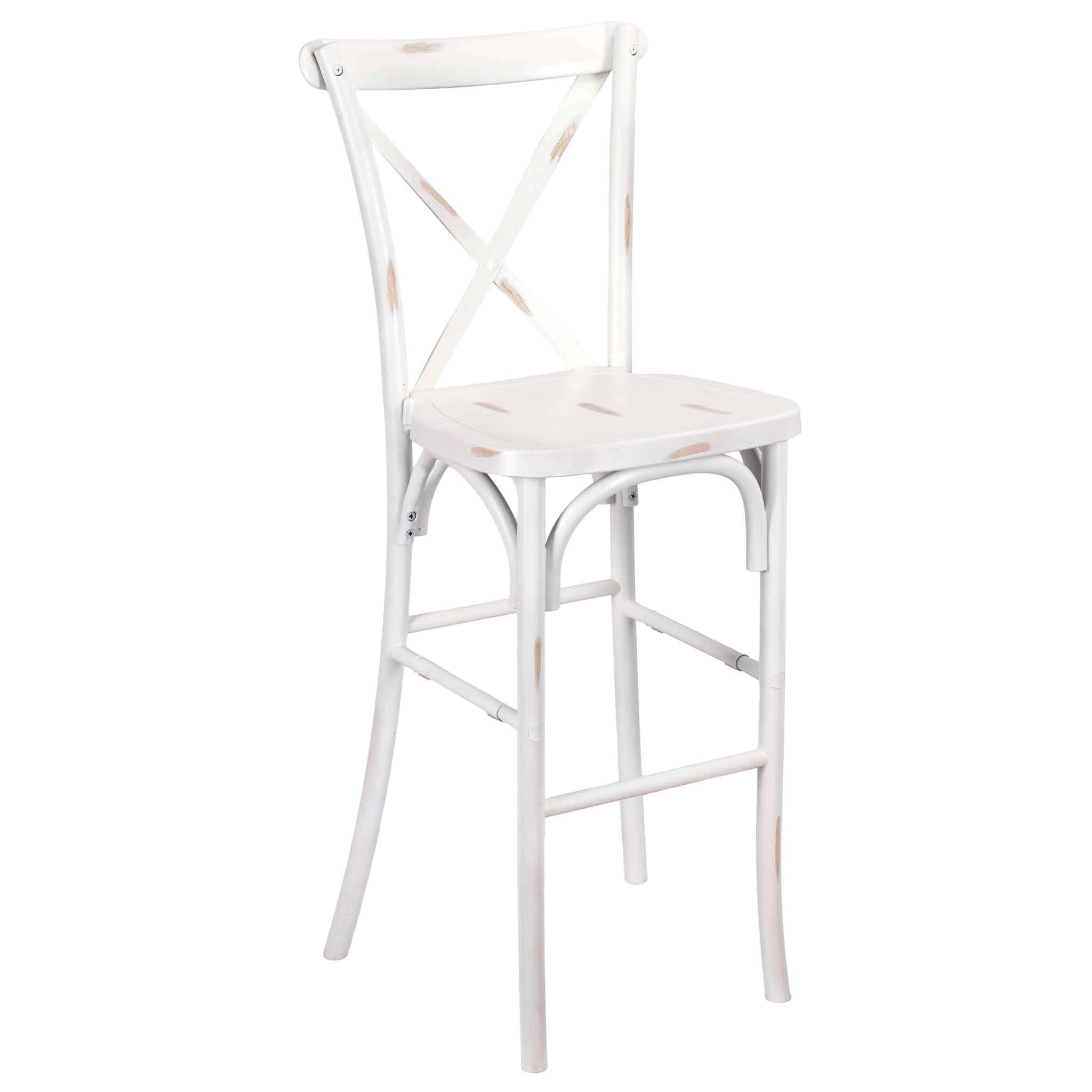 Chivari White Distressed Resin Steel Skeleton™ Cross Back Barstool - 2 Pack - Some Assembly Required BXRWD-KD-ST-AX-2