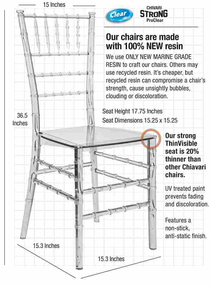 Chivari Clear Resin ThinVisible Seat Chiavari Chair CCRC-MONO-THIN-ZG-T