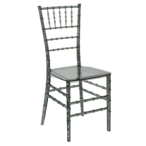 Chivari Clear Smoke Resin ThinVisible™ Seat Chiavari Chair CCRSM-MONO-THIN-ZG-T