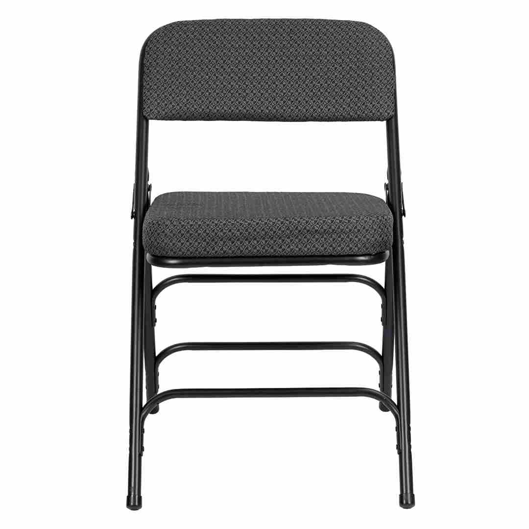 Chivari Black 2.5" Fabric Cushion Folding Metal Chair with Matching Frame and 3 Curved Bars CFMFB2-CX-T