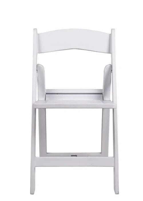 Chivari White Resin Folding Chair Slatted Seat CFRW-SLATTED-CX-T