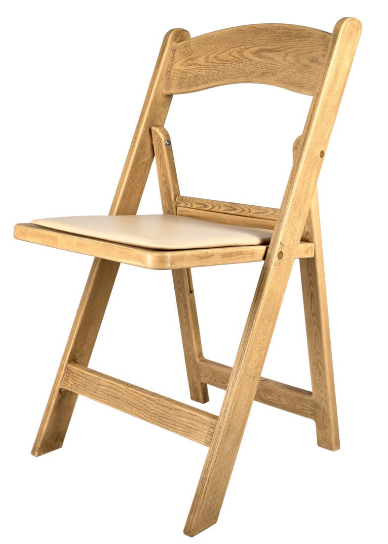 Chivari Natural Resin WoodGrain™ Folding Chair with Tan Cushion CFRNB-I-AX-T