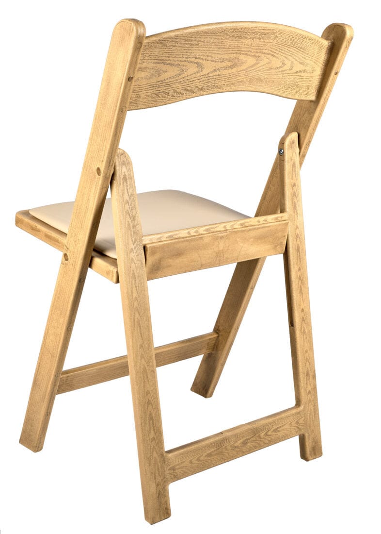 Chivari Natural Resin WoodGrain™ Folding Chair with Tan Cushion CFRNB-I-AX-T