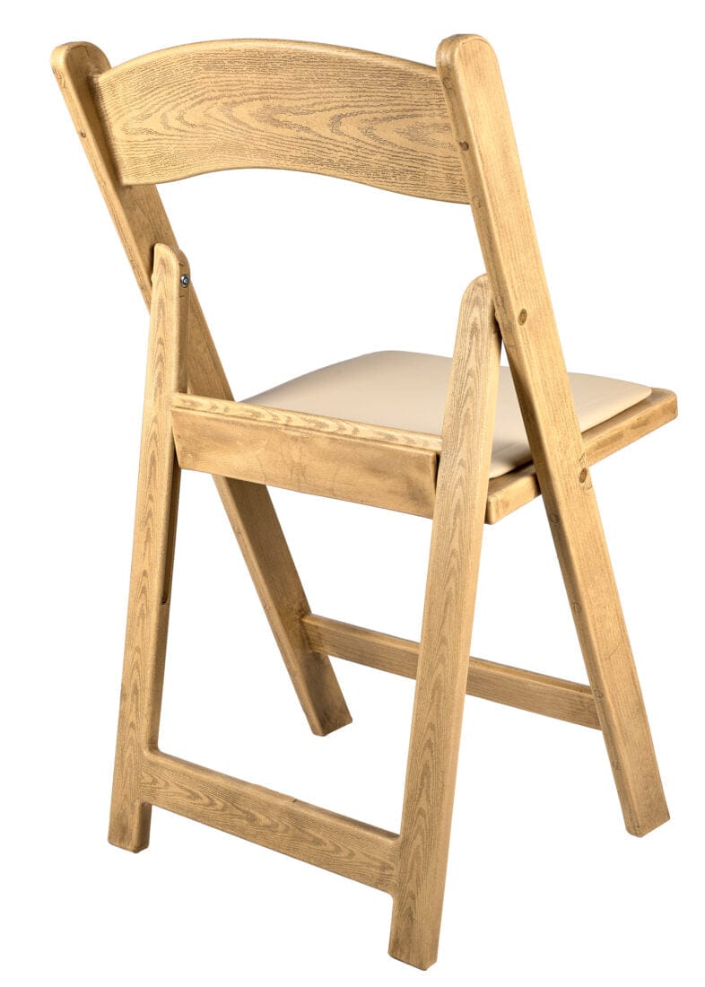 Chivari Natural Resin WoodGrain™ Folding Chair with Tan Cushion CFRNB-I-AX-T