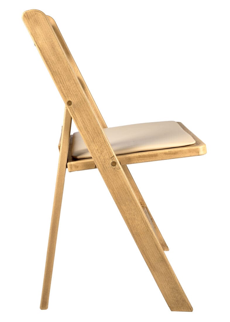 Chivari Natural Resin WoodGrain™ Folding Chair with Tan Cushion CFRNB-I-AX-T