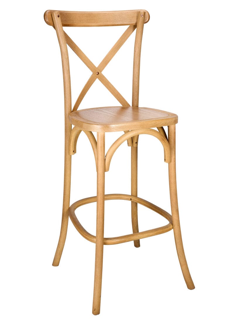 Chivari Chestnut Wood Cross Back Barstool BXWC-ZG-T