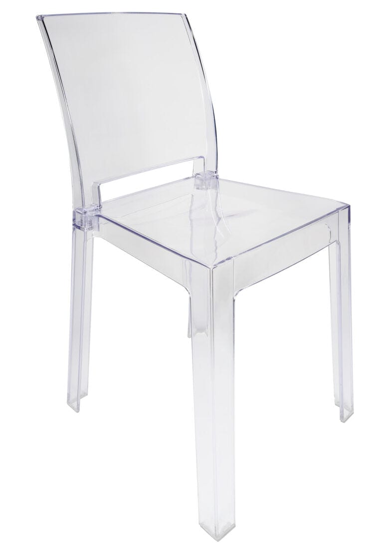 Chivari Clear Resin Square Back Ghost Chair CGRSQ-ZG-T