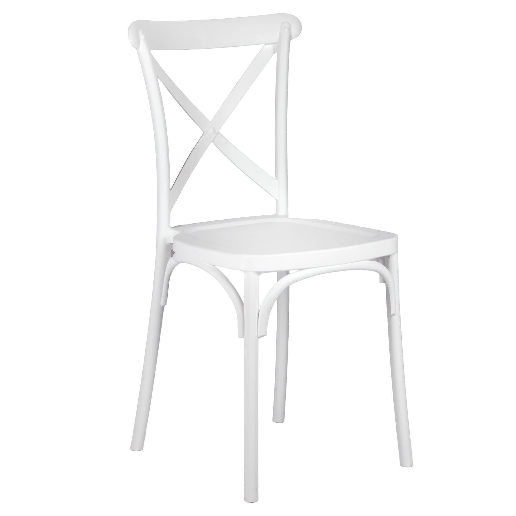 Chivari White Cross Back Mono Frame Resin Chair CXPW-ZG