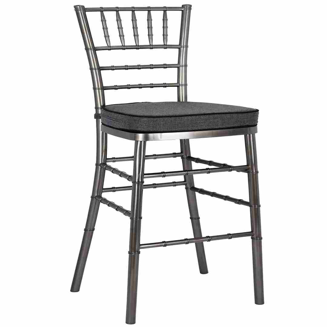 Chivari Metallic Silver Onyx Resin Steel Skeleton™ Chiavari Barstool BCRMG-ST-AX-T