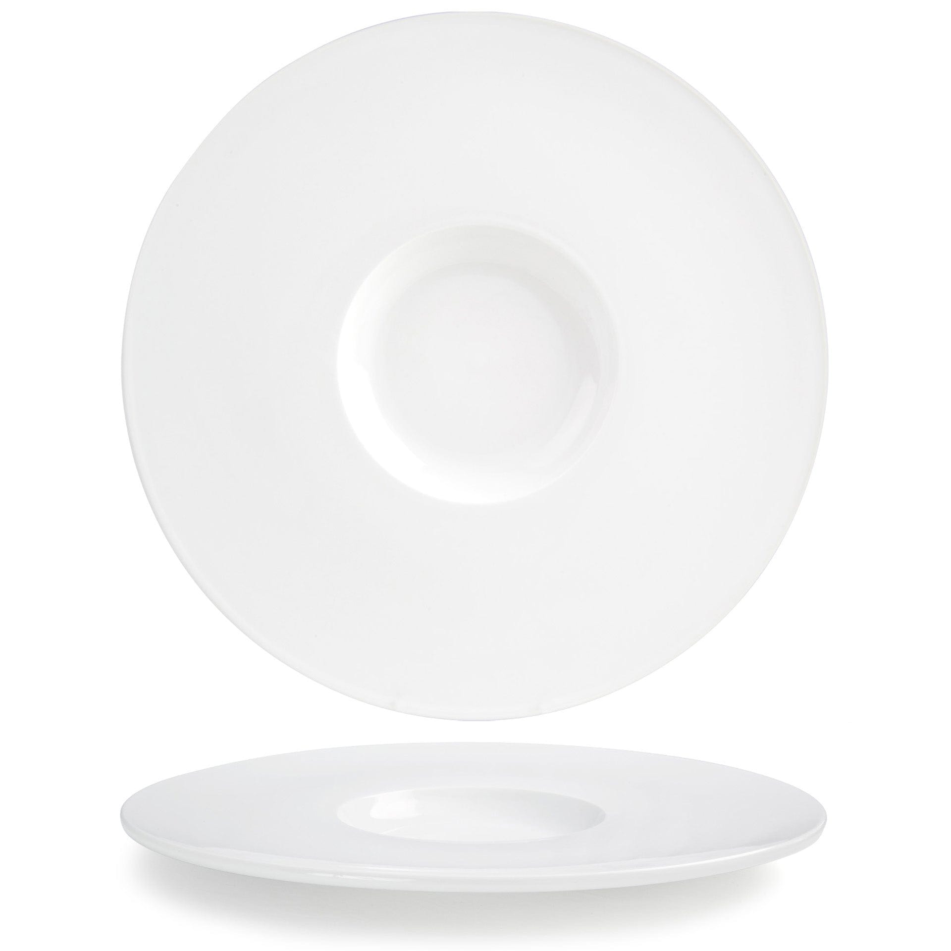 Front of the House FOH DDP039WHP22 Monaco 12.5" Superwhite Round Porcelain Plate - Case of 6 FOH-DDP039WHP22