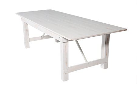 Chivari 96" x 40" (8 Foot) White Distressed Rectangle Straight Leg Wood Farm Table TFARMRT9640-WHITEDIS-S-LEG-AX-T