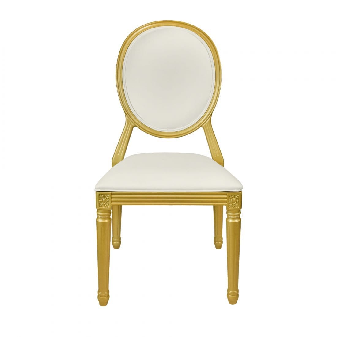 Chivari Gold Resin Louis Pop Chair White Vinyl Back and Seat CLPRSGWW-ZG-T