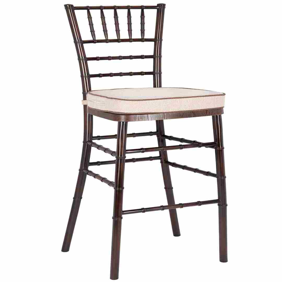 Chivari Fruitwood WoodGrain™ Resin Steel Skeleton™ Chiavari Barstool BCRFB-ST-AX-T