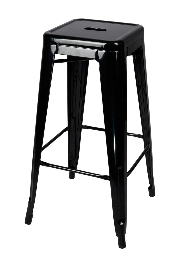 Chivari Black Hi Gloss Tolix Style Metal Stool BTMB-AX-T