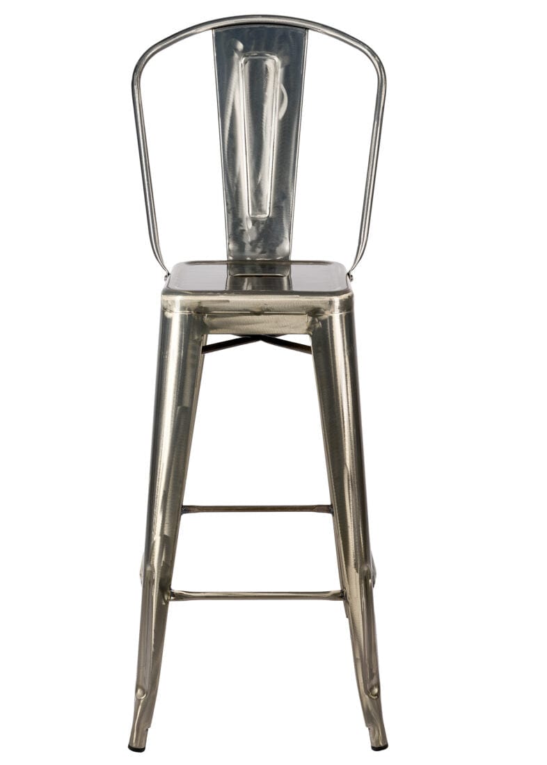 Chivari GunMetal Gray Hi Gloss Tolix Style Metal Barstool with Back BTBMGU-AX-T