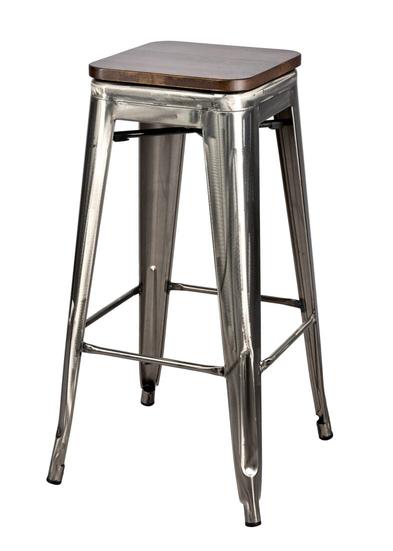 Chivari GunMetal Gray Hi Gloss Tolix Style Metal Stool BTMGU-AX-T
