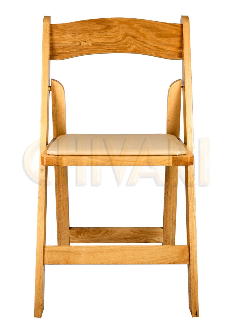 Chivari Natural ToughWood™ Folding Chair with Tan Cushion CFWN-TAN-AX-T
