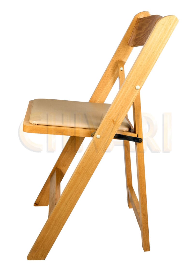 Chivari Natural ToughWood™ Folding Chair with Tan Cushion CFWN-TAN-AX-T