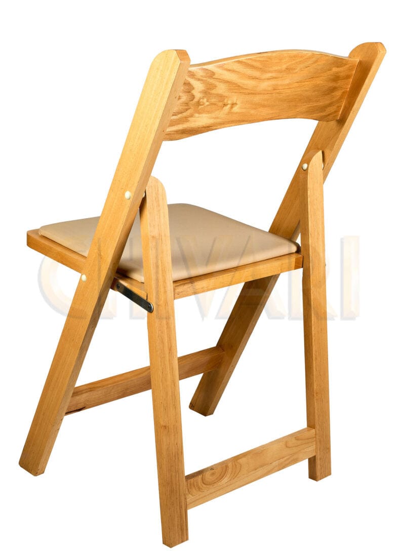 Chivari Natural ToughWood™ Folding Chair with Tan Cushion CFWN-TAN-AX-T