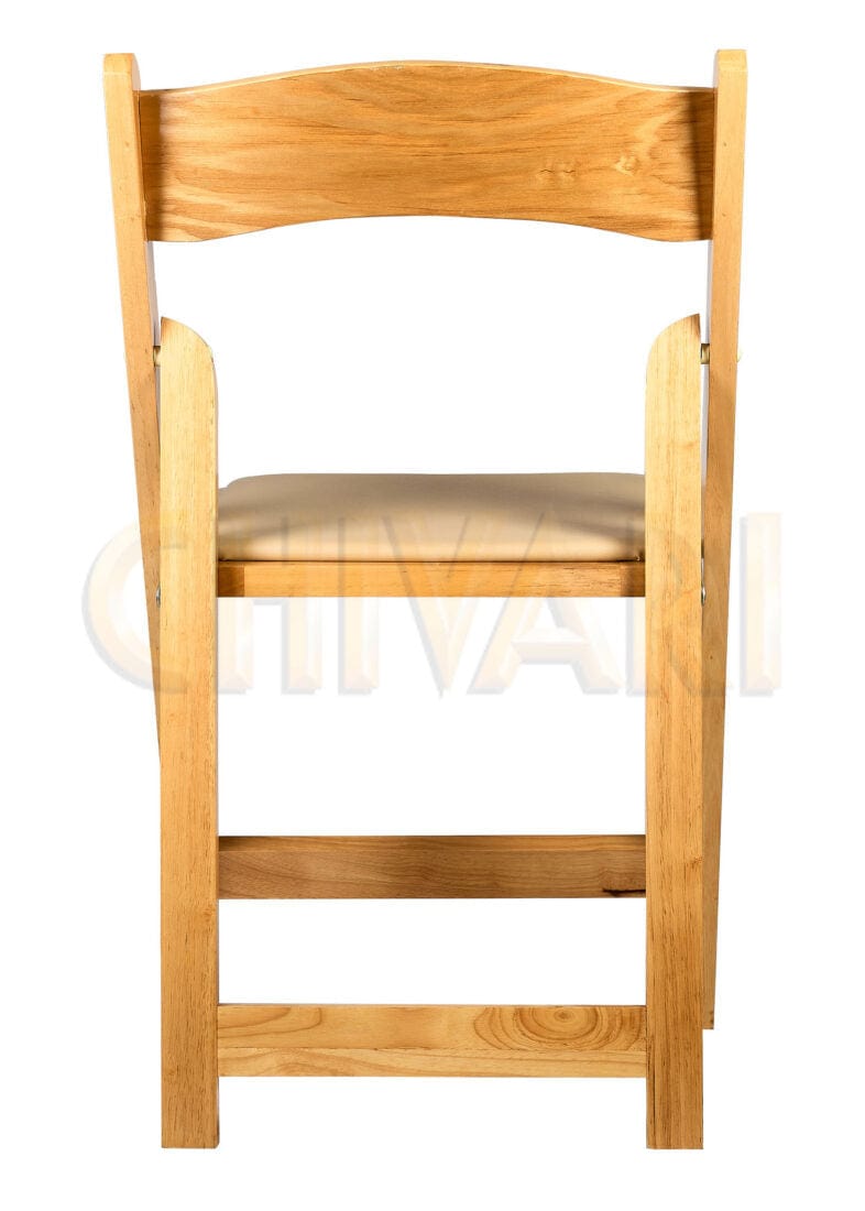 Chivari Natural ToughWood™ Folding Chair with Tan Cushion CFWN-TAN-AX-T