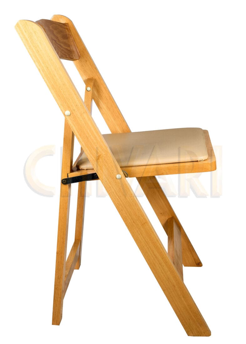 Chivari Natural ToughWood™ Folding Chair with Tan Cushion CFWN-TAN-AX-T