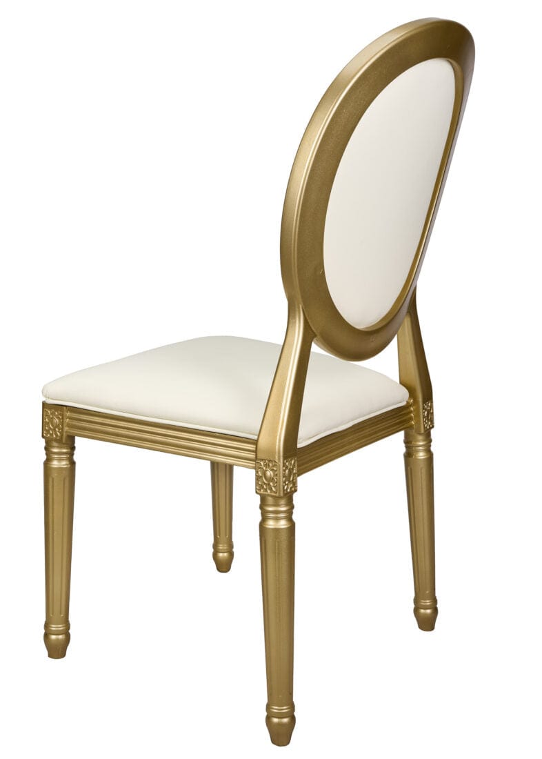 Chivari Gold Resin Louis Pop Chair Ivory Vinyl Back and Seat CLPRSGII-ZG-T