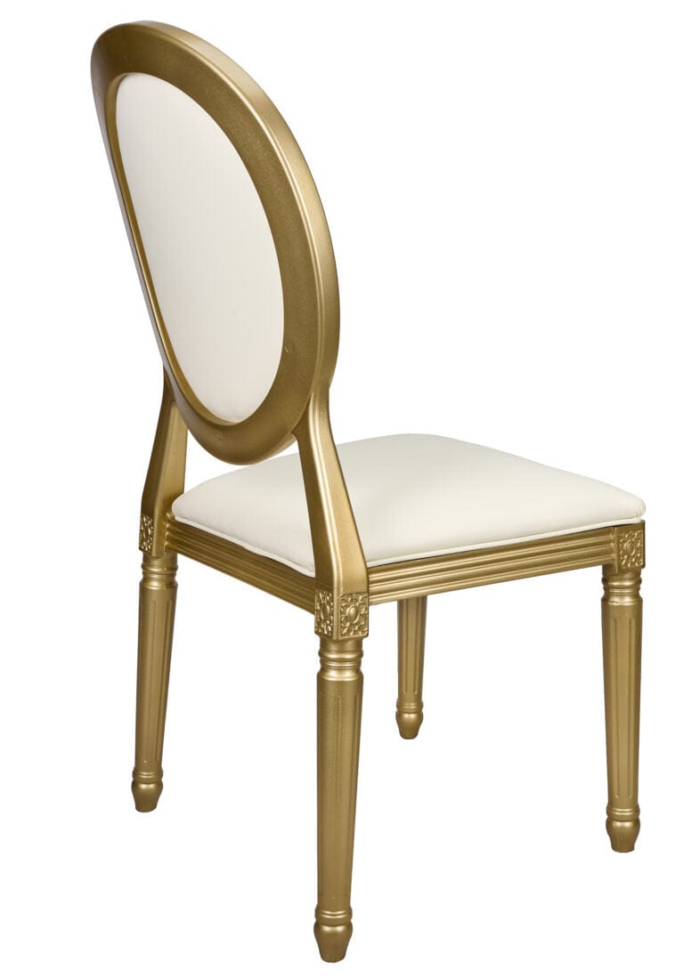 Chivari Gold Resin Louis Pop Chair Ivory Vinyl Back and Seat CLPRSGII-ZG-T