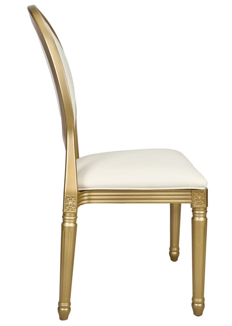 Chivari Gold Resin Louis Pop Chair Ivory Vinyl Back and Seat CLPRSGII-ZG-T