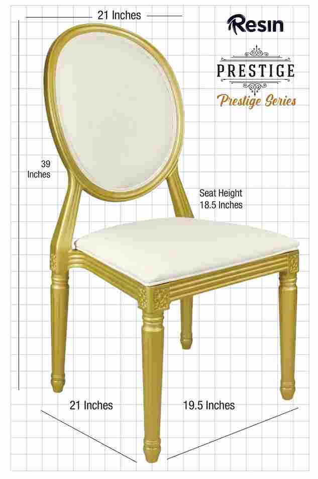 Chivari Gold Resin Louis Pop Chair White Vinyl Back and Seat CLPRSGWW-ZG-T