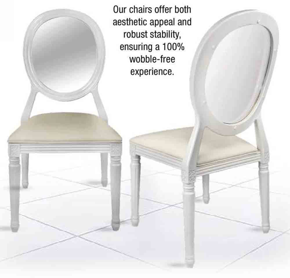 Chivari 32 Chair Pack White Resin Louis Pop Chair Clear Back and White Vinyl Seat CLPRWWC-ZG-T-32