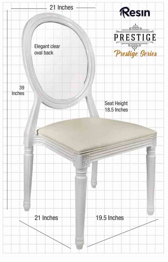 Chivari 32 Chair Pack White Resin Louis Pop Chair Clear Back and White Vinyl Seat CLPRWWC-ZG-T-32