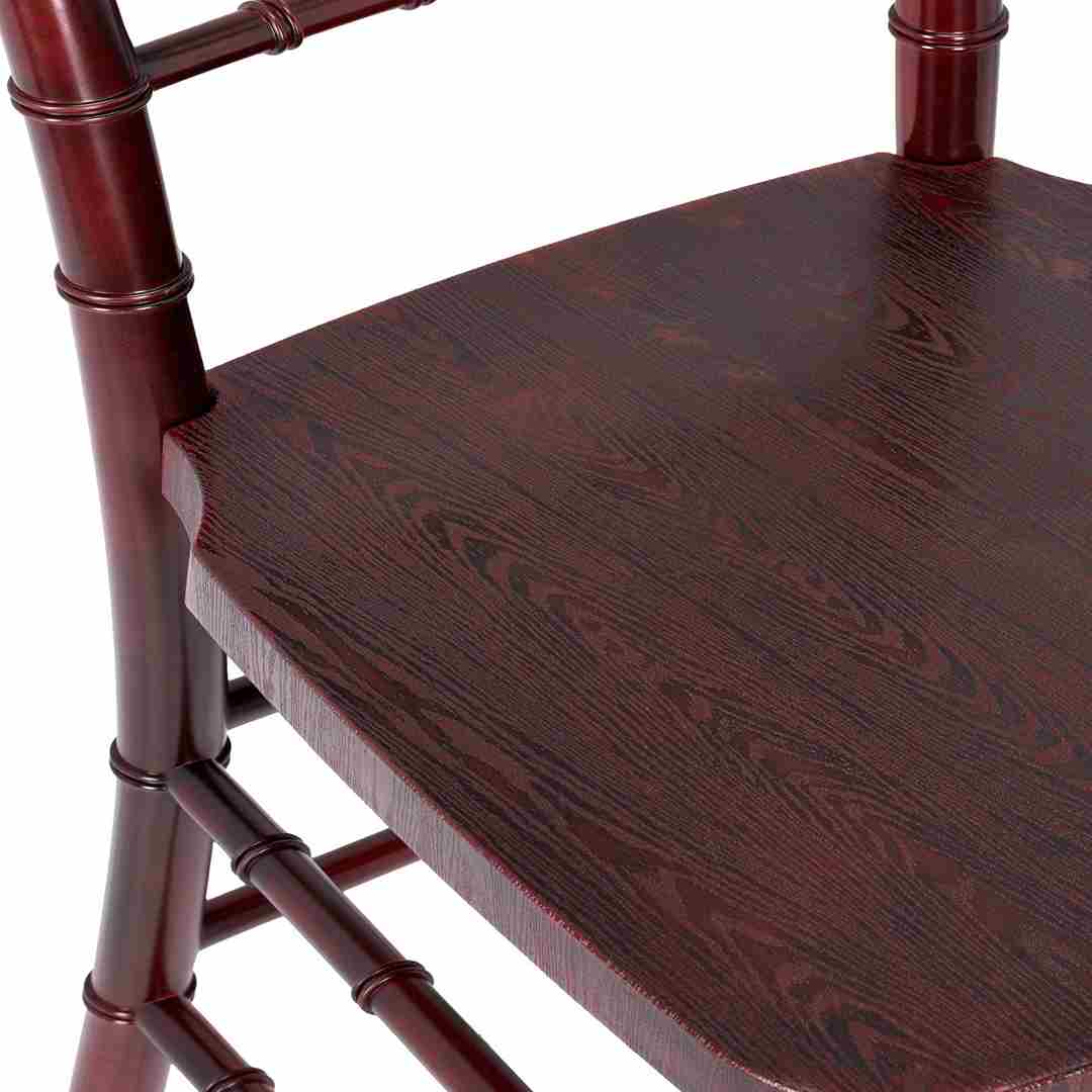 Chivari Mahogany WoodGrain™ Resin Steel Skeleton™ Chiavari Barstool BCRMB-ST-AX-T