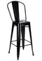 Chivari Black Semi-Gloss Tolix Style Metal Barstool with Back BTBMBM-AX-T