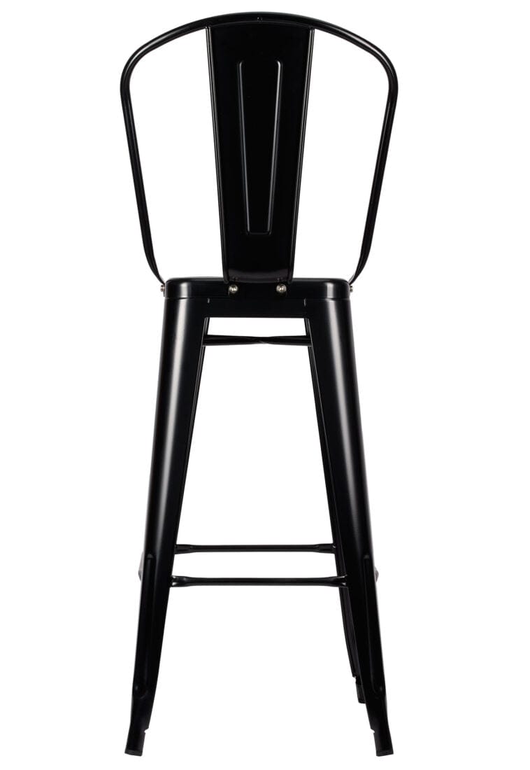 Chivari Black Semi-Gloss Tolix Style Metal Barstool with Back BTBMBM-AX-T