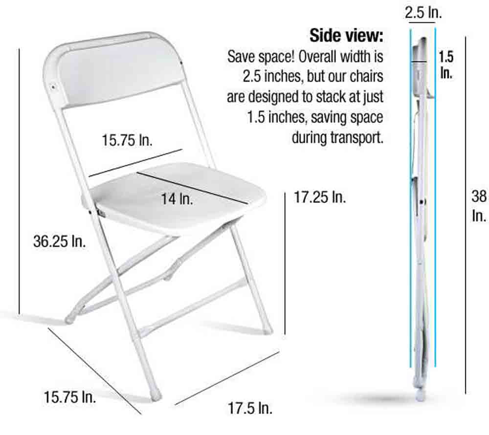 Chivari White Folding Chair (Steel-Poly Chair) CFPW-CX-T