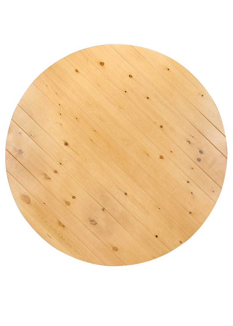 Chivari 60" (5 Foot) Natural Straight Leg Round Pine Farm Table TFARMRD60-NATURAL-S-LEG-AX-T