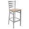 Chivari Ladder Back Bar Stool with Silver Frame and Natural Wood Seat BLMSWNW-ZF-KT