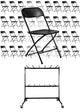 Chivari 120 Black Poly Folding Chairs + Hanging Cart Combo PACK120CFPB-CX-T-CART101-AX-T