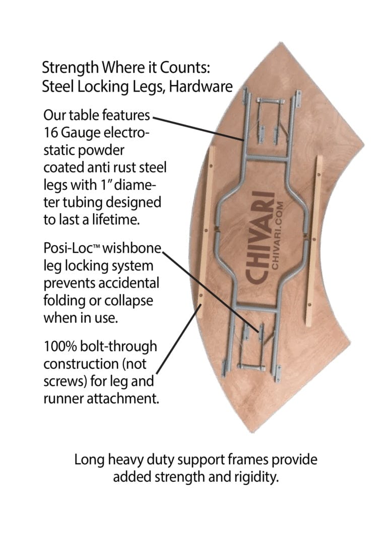 Chivari 84" x 30" (7 Foot) Serpentine Heavy Duty Plywood Folding Table TPLYSRP84M-AX-T