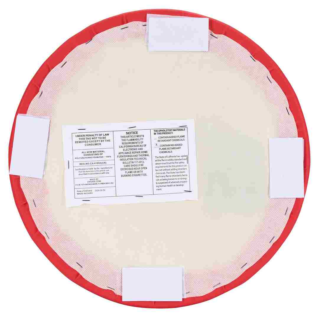 Chivari Watermelon Red Round Vinyl Panel Back Cushion CUSH-PANVIN-RDRED-ZG-T