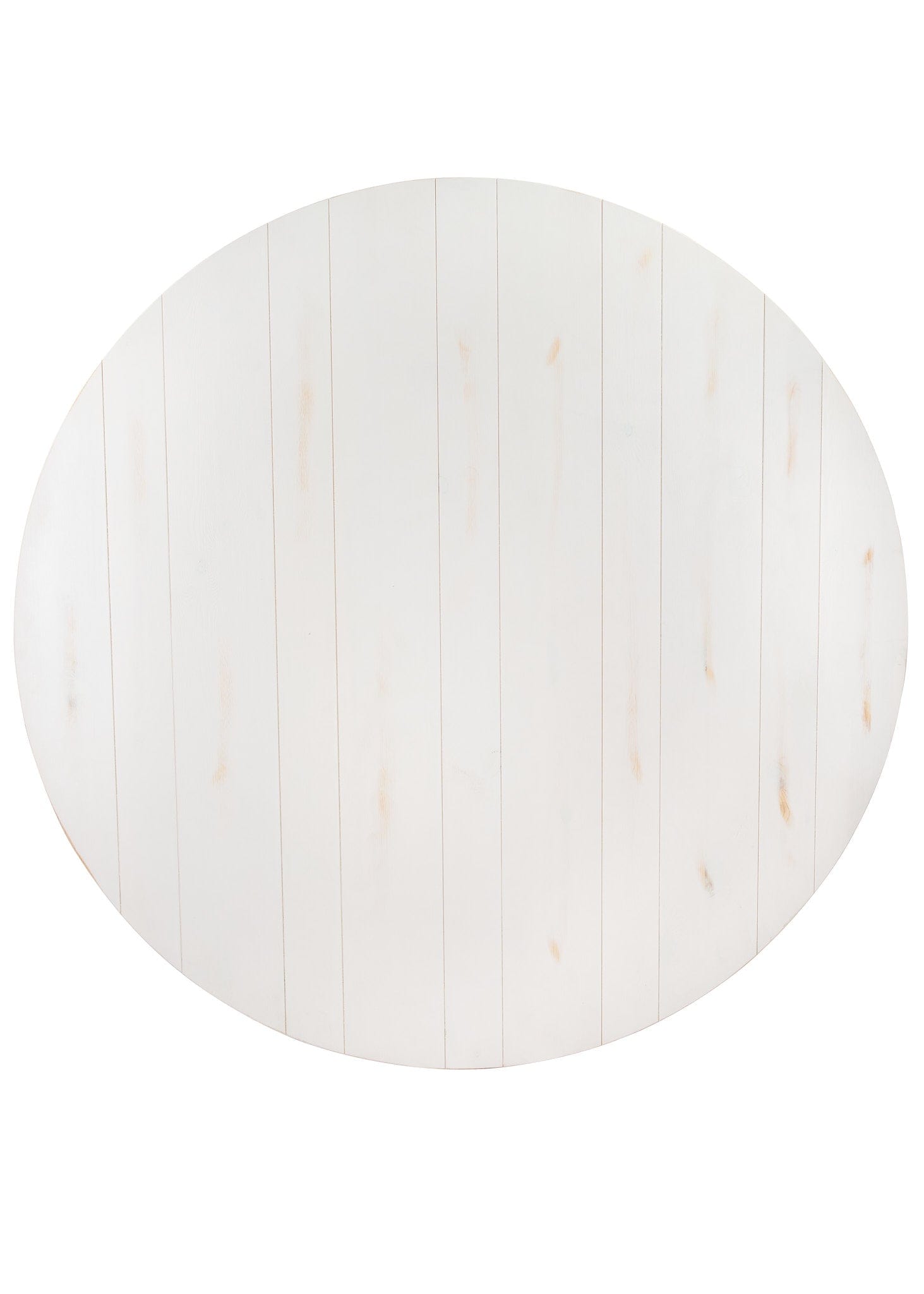 Chivari 60" (5 Foot) White Distressed Straight Leg Round Pine Farm Table TFARMRD60-WHITEDIST-S-LEG-AX-T