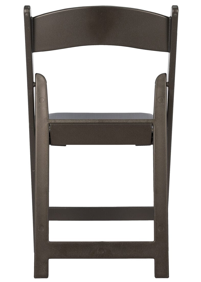 Chivari Black Metallic/Silver Onyx with Black Vinyl Cushion Resin Folding Chair CFRBM-AX-T