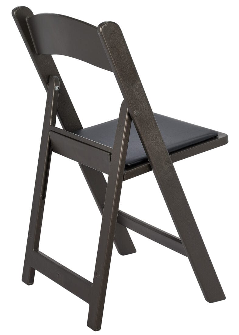 Chivari Black Metallic/Silver Onyx with Black Vinyl Cushion Resin Folding Chair CFRBM-AX-T