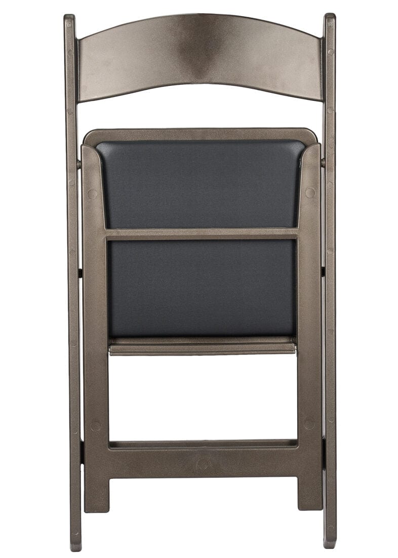 Chivari Black Metallic/Silver Onyx with Black Vinyl Cushion Resin Folding Chair CFRBM-AX-T