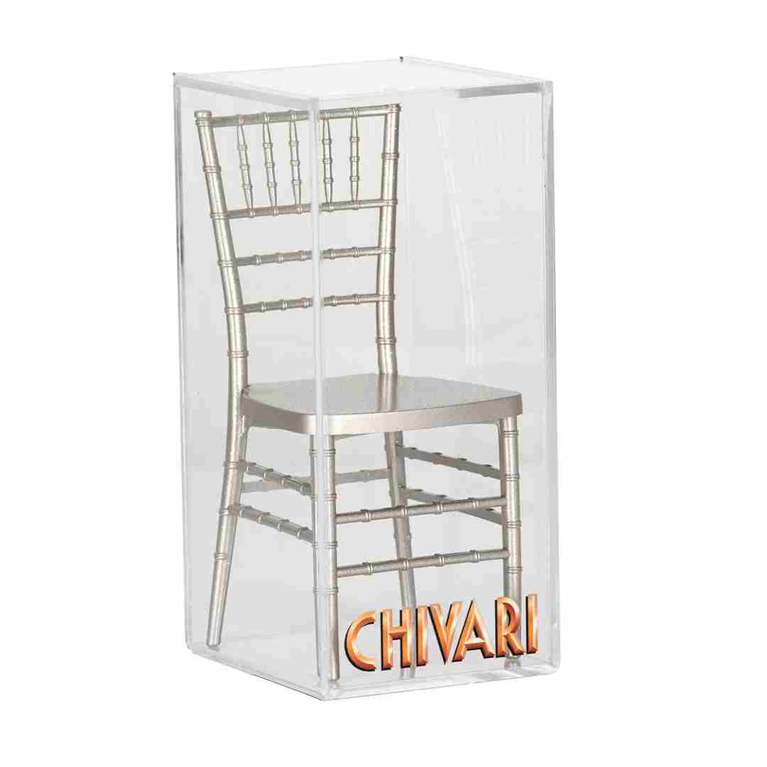 Chivari Sparkling Silver Champagne Mini Chiavari Chair 1:6 Scale Model CCRSCS-TY-AX